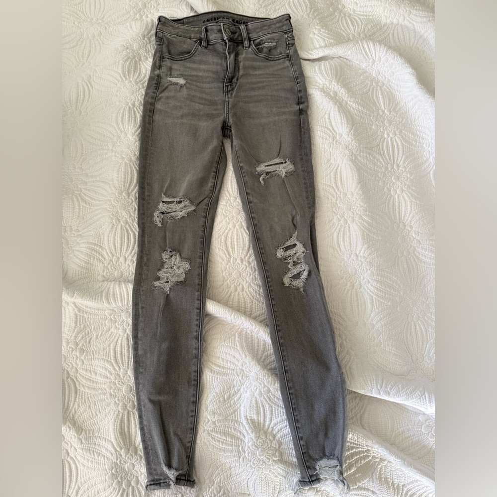 American Eagle Outfitters Gray Nexxt Level Stretch Skinny Jeans
